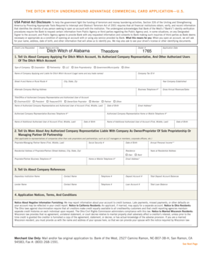 Ditch Witch Underground Advantage Commercial Card Application