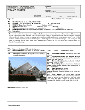 California Historical Resources Inventory Form