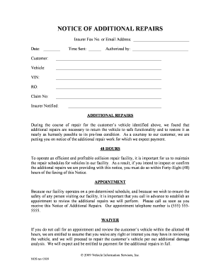 Notice of Additional Repairs