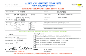 Concrete Washout Service Receipt