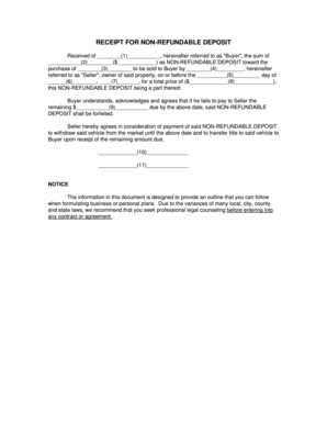 Receipt for Non-Refundable Deposit