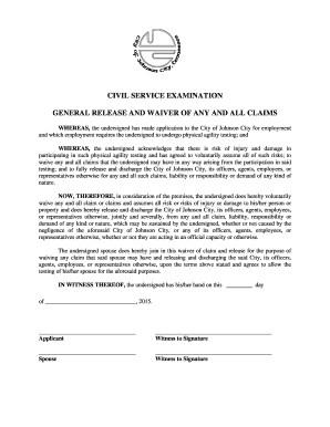 Release Waiver Form - Johnson City