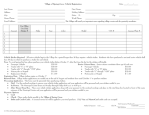 Village of Spring Grove Vehicle Registration Form