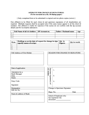 Affidavit for Change of Signature