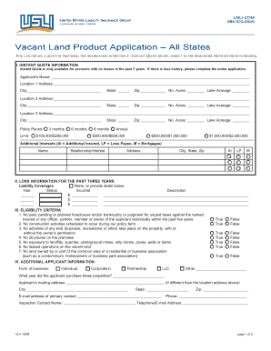 Vacant Land Product Application
