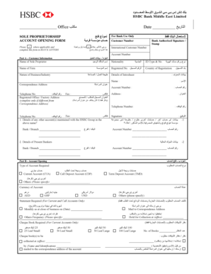HSBC Sole Proprietorship Account Opening Form