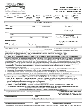 West Virginia Deferred Compensation Plan Participation Agreement