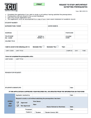 Request to Study Unit Without Prerequisites