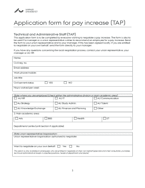 Technical and Administrative Staff Pay Increase Application