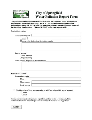 Water Pollution Report Form