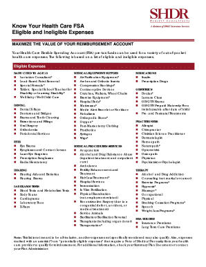 Health Care FSA Eligible and Ineligible Expenses