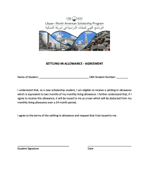 Fillable Online SETTLING-IN ALLOWANCE - AGREEMENT Fax Email Print ...
