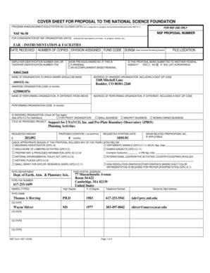 NSF Proposal Cover Sheet