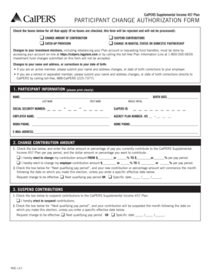 CalPERS Supplemental Income 457 Plan Change Authorization Form