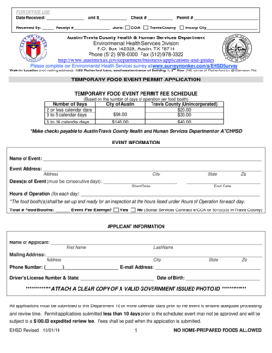 Temporary Food Event Permit Application