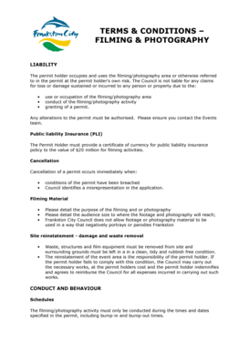 Audit report of a company - Filming and Photography Terms and Conditions - Frankston City bb