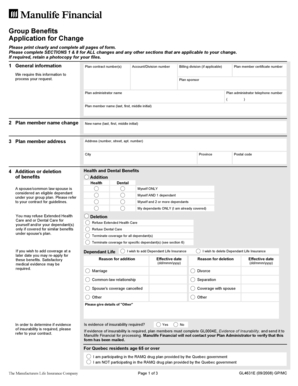 Group Benefits Application for Change