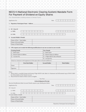 Necs-II Dividend Payment Mandate Form