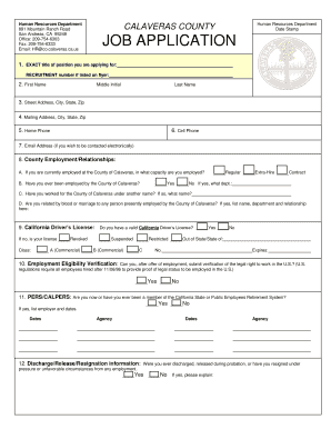 Calaveras County Job Application Form