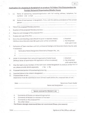 VISA Form for Journalist - Bangladesh High Commission Canberra