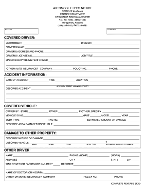 Alabama Automobile Loss Notice
