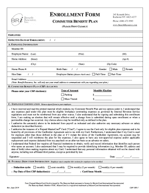 Commuter Benefit Plan Enrollment Form