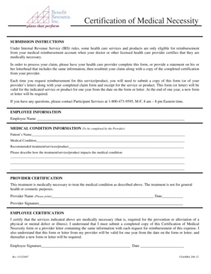 Certification of Medical Necessity