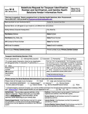 W-9 Vendor Information Form