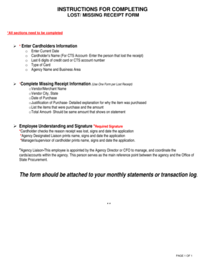 Arkansas Lost Missing Receipt Form
