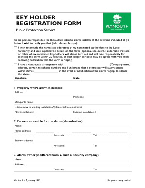 UK Key Holder Registration Form