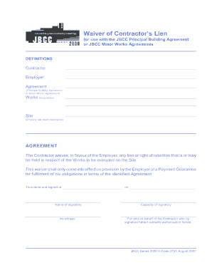 Waiver of Contractor's Lien