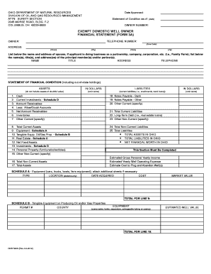 Ohio Financial Statement for Exempt Domestic Well Owners