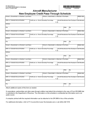 Colorado New Employee Credit Pass-Through Schedule