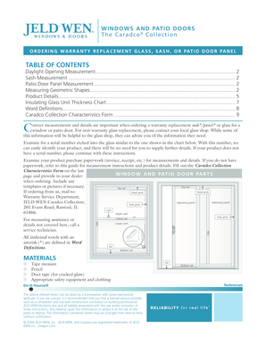 Caradco Collection Window and Patio Door Replacement Form