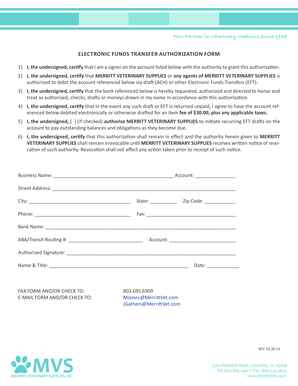 Electronic Funds Transfer Authorization Form