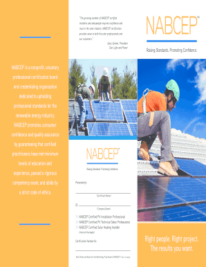 NABCEP Certified PV Installation