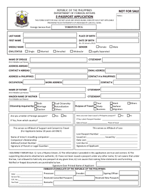 Philippines E-Passport Application Form