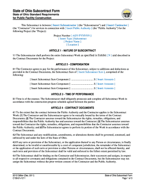 State of Ohio Subcontract Form