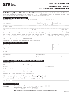 DEMANDE DE REMBOURSEMENT POUR DES MÉDICAMENTS DE MARQUE DÉPOSÉE