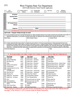 West Virginia ACH Credit EFT Application