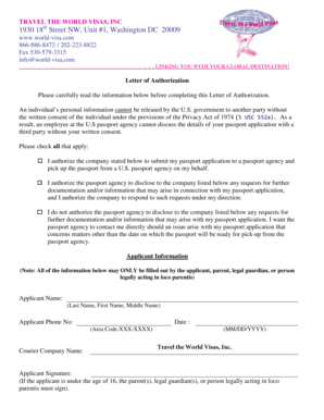 US Passport Application Authorization Letter