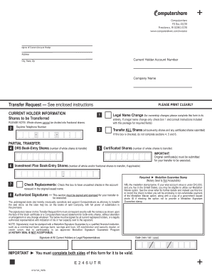 Computershare Stock Transfer Request Form