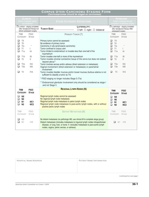 Corpus Uteri Carcinoma Staging Form