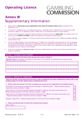 Operating Licence Annex W Application Form