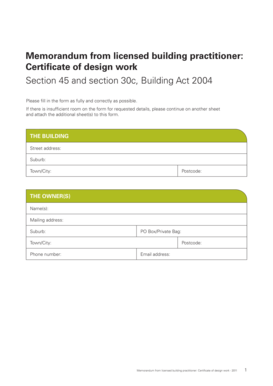 Certificate of Design Work