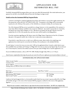 Deerfield Automated Bill Pay Application