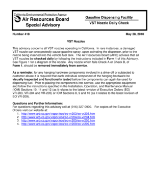 California VST Nozzle Daily Check Advisory