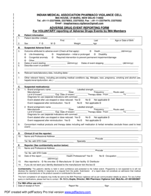 Adverse Drug Event Reporting Form