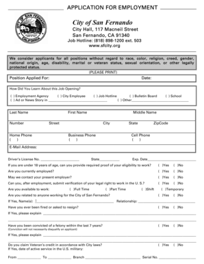 City of San Fernando Employment Application
