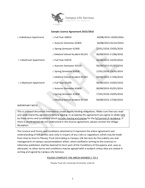 University of Limerick Student Accommodation Licence Agreement